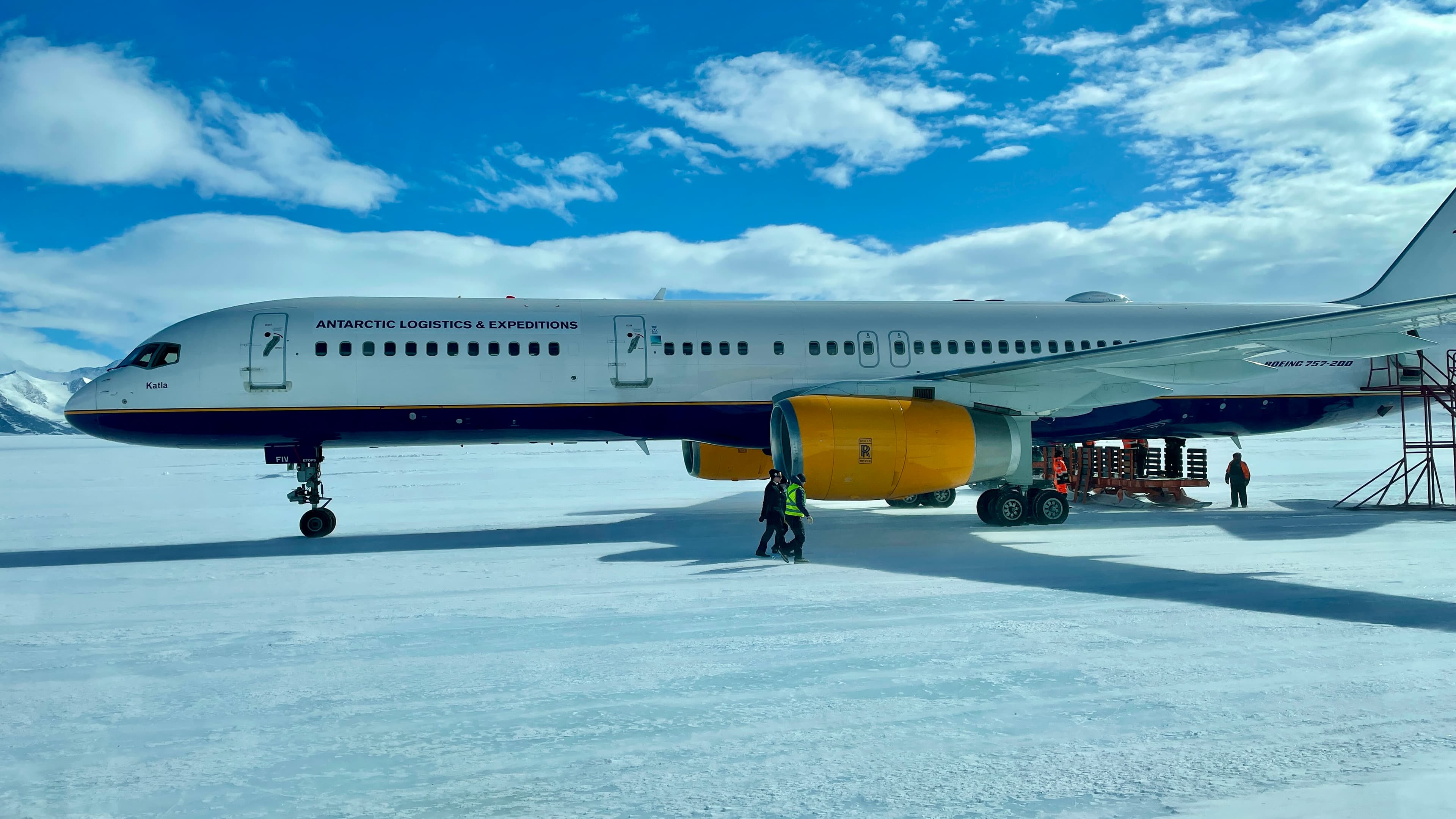 787 aircraft on ice background